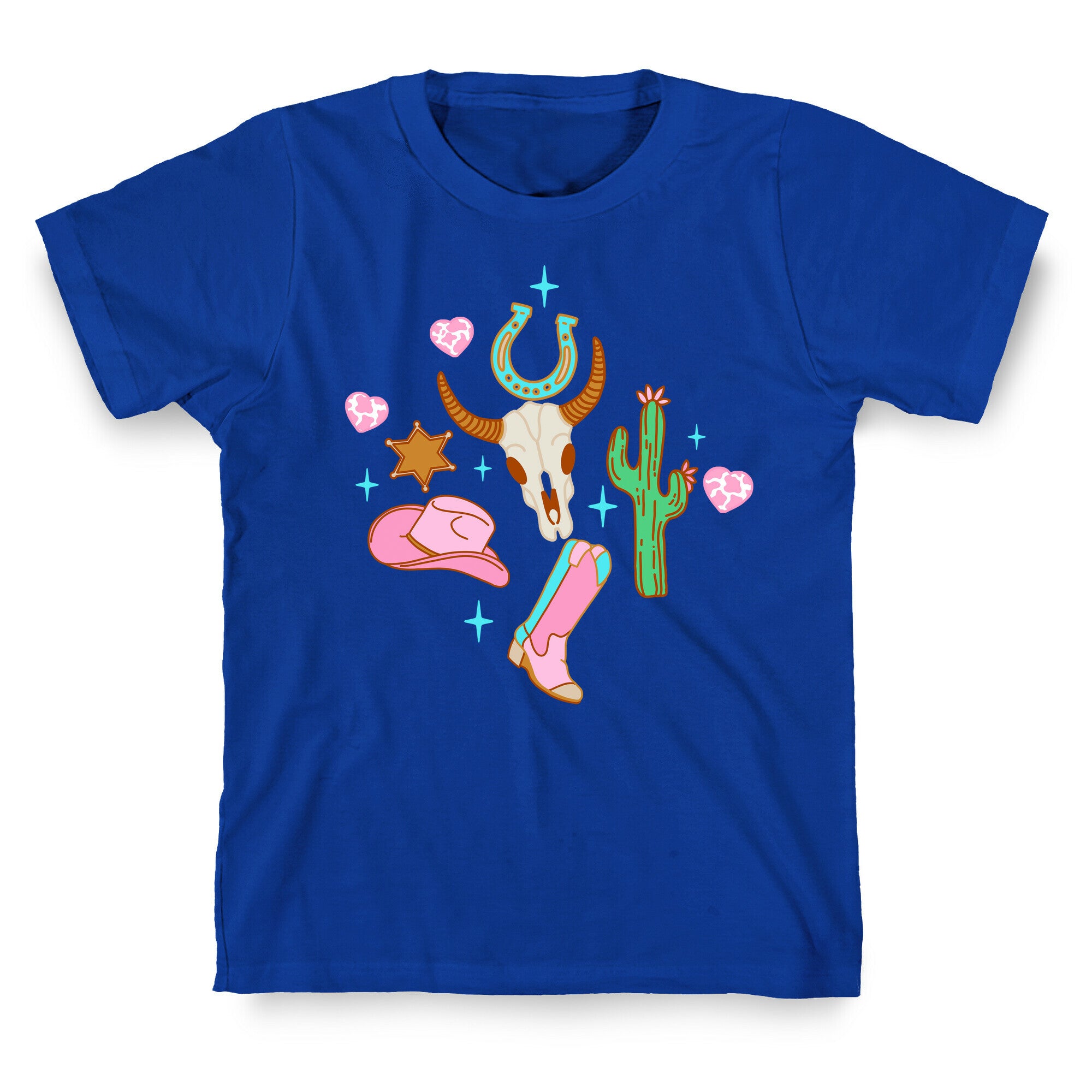 Pink Western Cowboy Pattern T-Shirt
