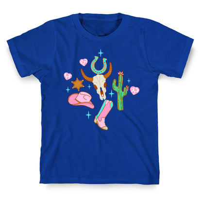 Pink Western Cowboy Pattern T-Shirt