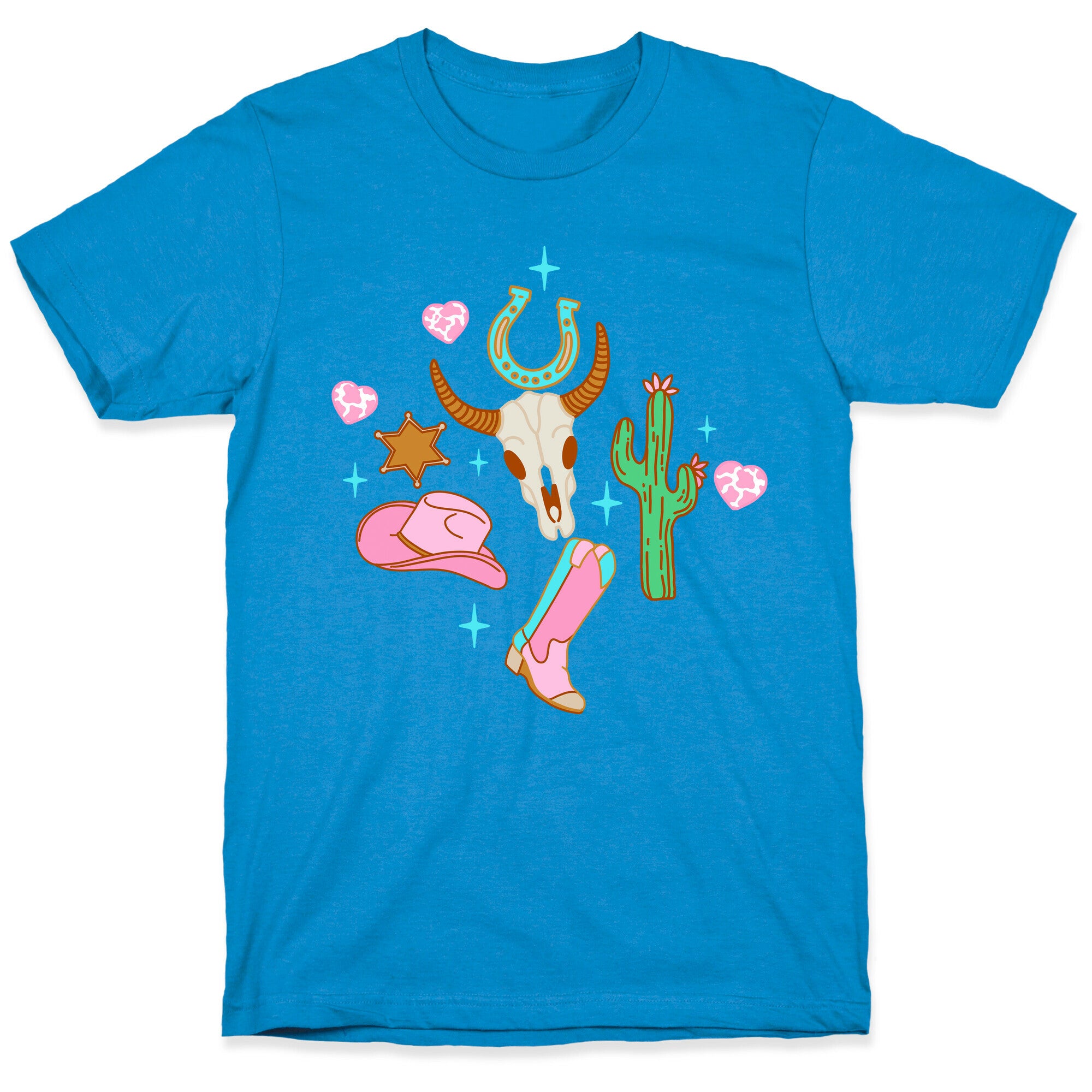 Pink Western Cowboy Pattern T-Shirt