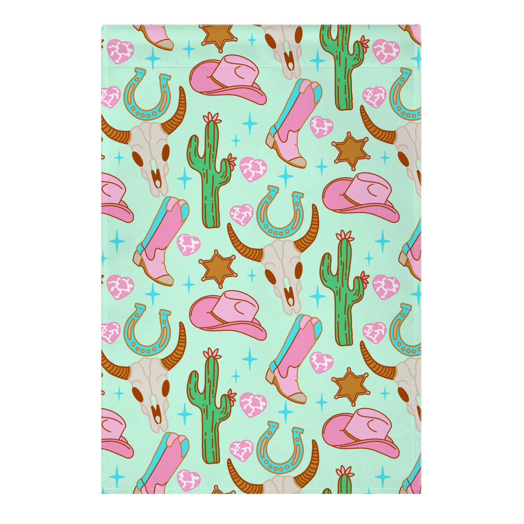 Pink Western Cowboy Pattern Garden Flag