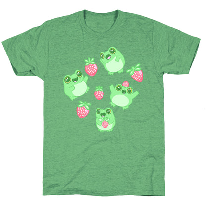 Strawberry Frogs Pattern Unisex Triblend Tee