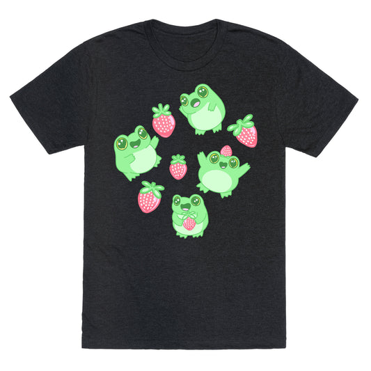 Strawberry Frogs Pattern Unisex Triblend Tee
