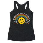 Barely Holding It Together Rainbow Smiley Racerback Tank