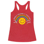Barely Holding It Together Rainbow Smiley Racerback Tank
