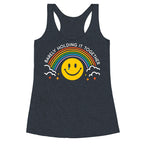 Barely Holding It Together Rainbow Smiley Racerback Tank