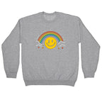 Barely Holding It Together Rainbow Smiley Crewneck Sweatshirt