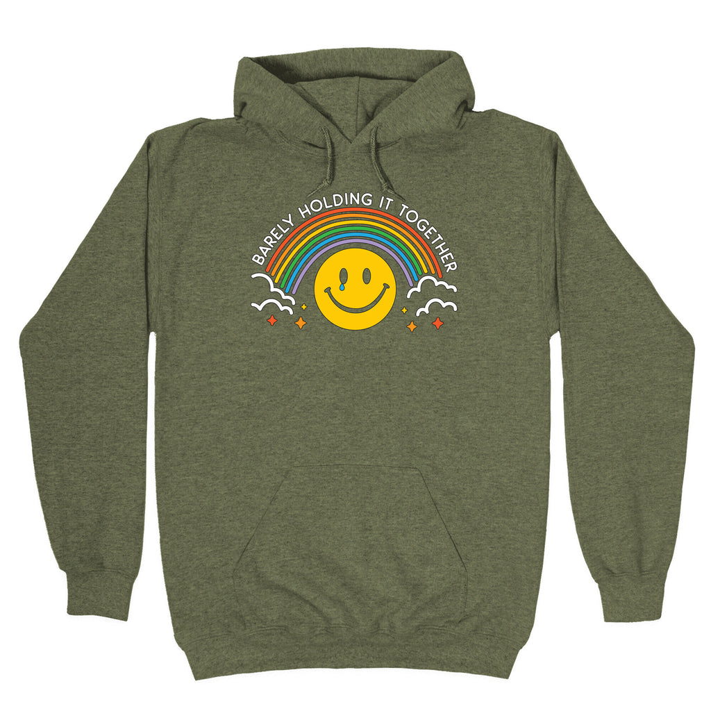 Barely Holding It Together Rainbow Smiley Hoodie