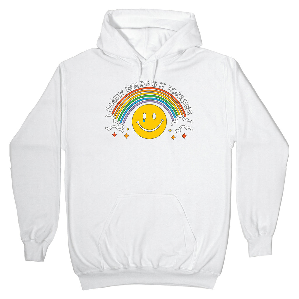 Barely Holding It Together Rainbow Smiley Hoodie