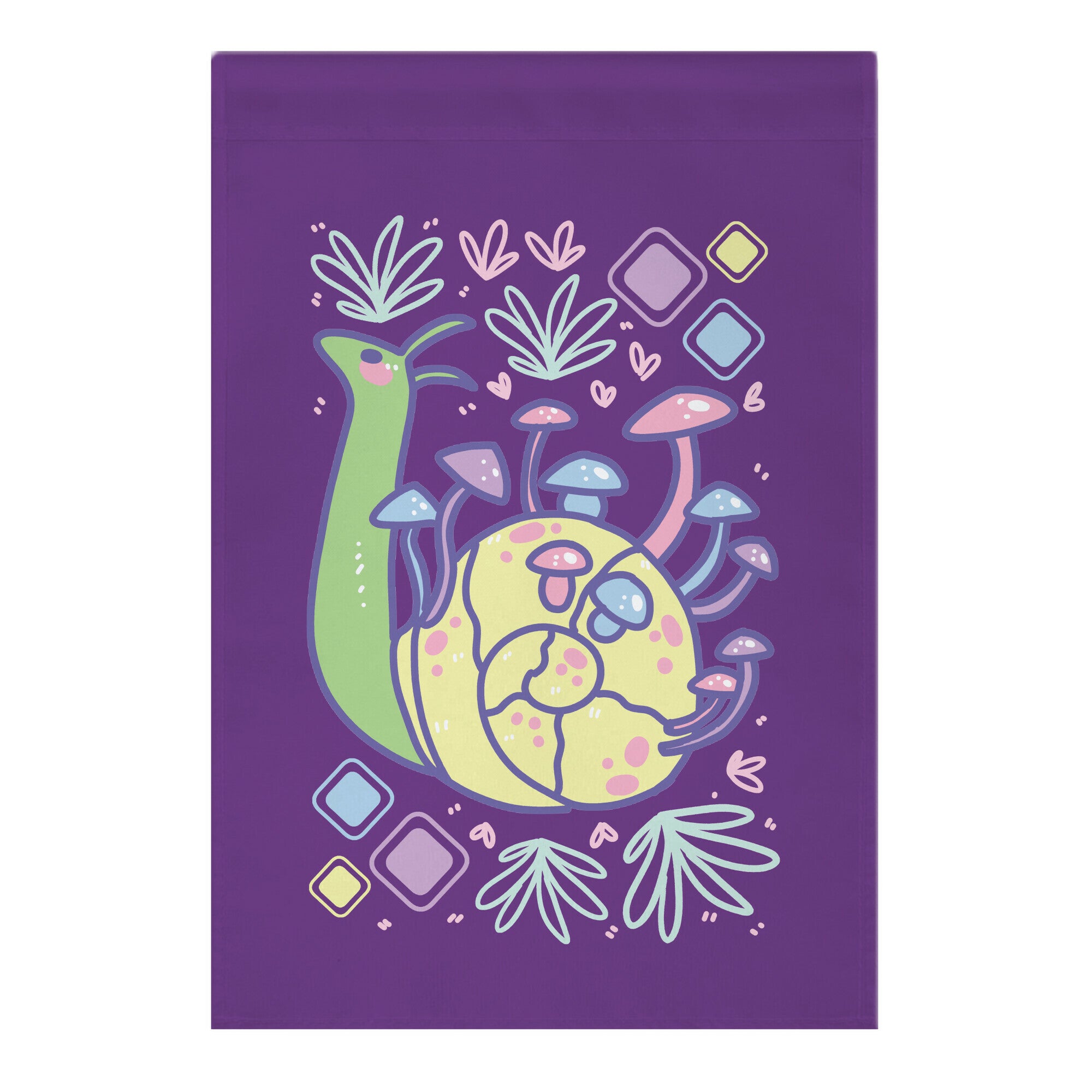 Pastel Mushroom Snail Garden Flag