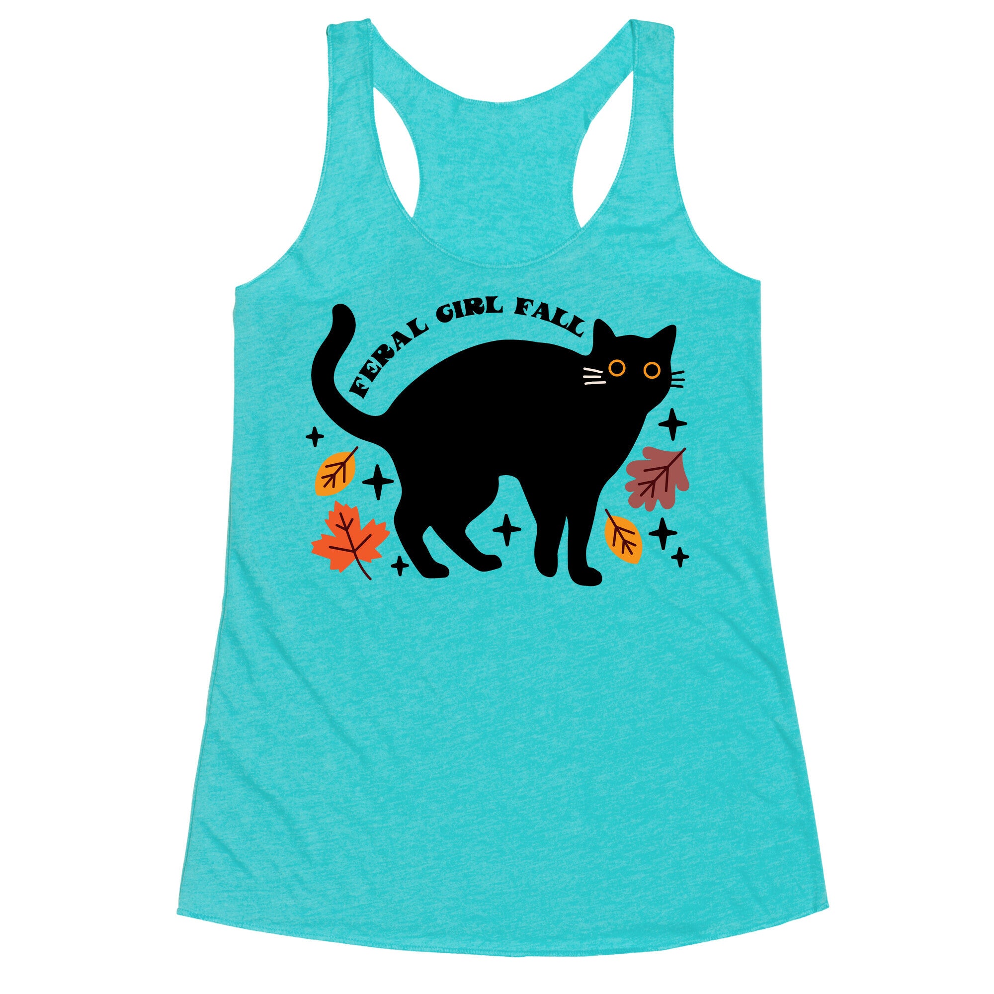 Feral Girl Fall Black Cat Racerback Tank