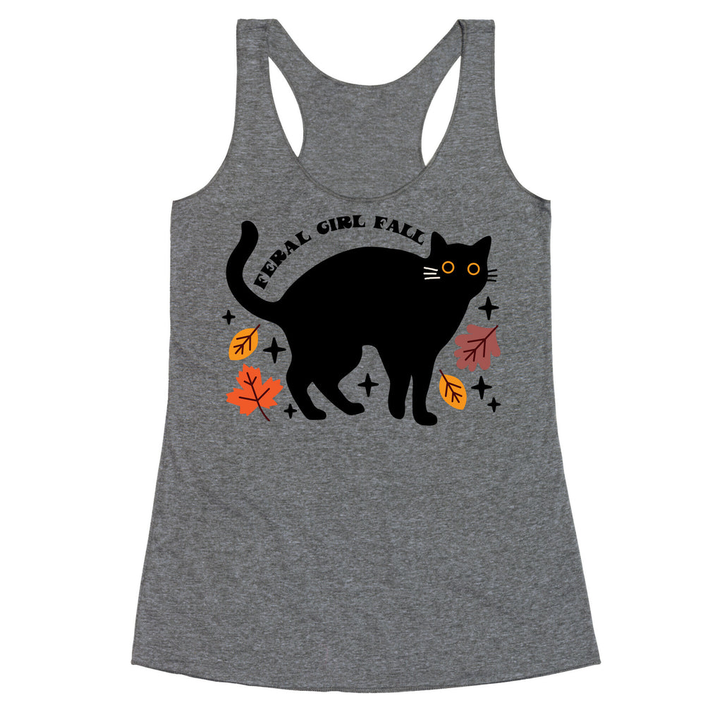 Feral Girl Fall Black Cat Racerback Tank