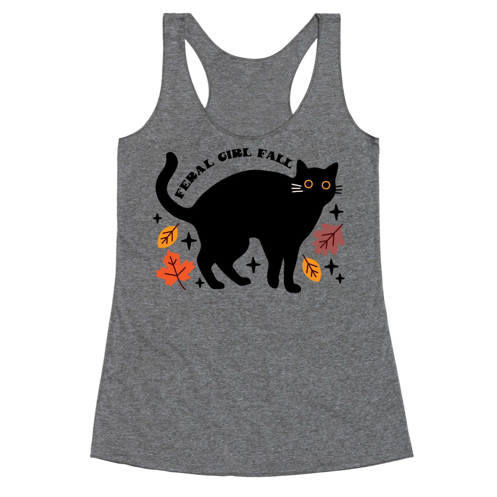 Feral Girl Fall Black Cat Racerback Tank