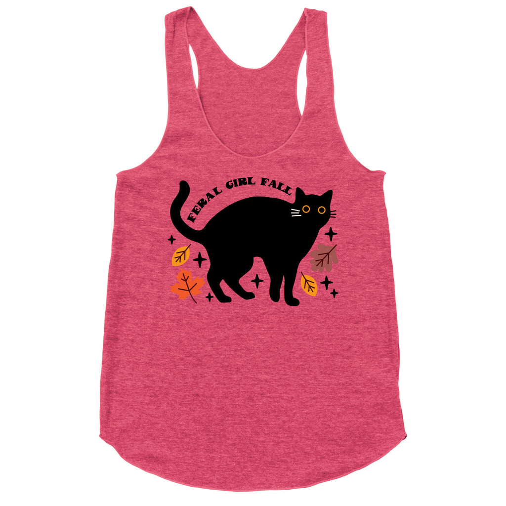 Feral Girl Fall Black Cat Racerback Tank