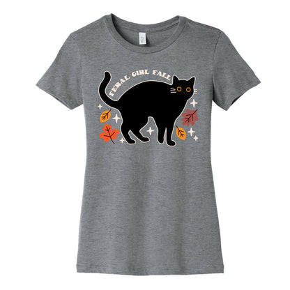 Feral Girl Fall Black Cat Women's Cotton Tee