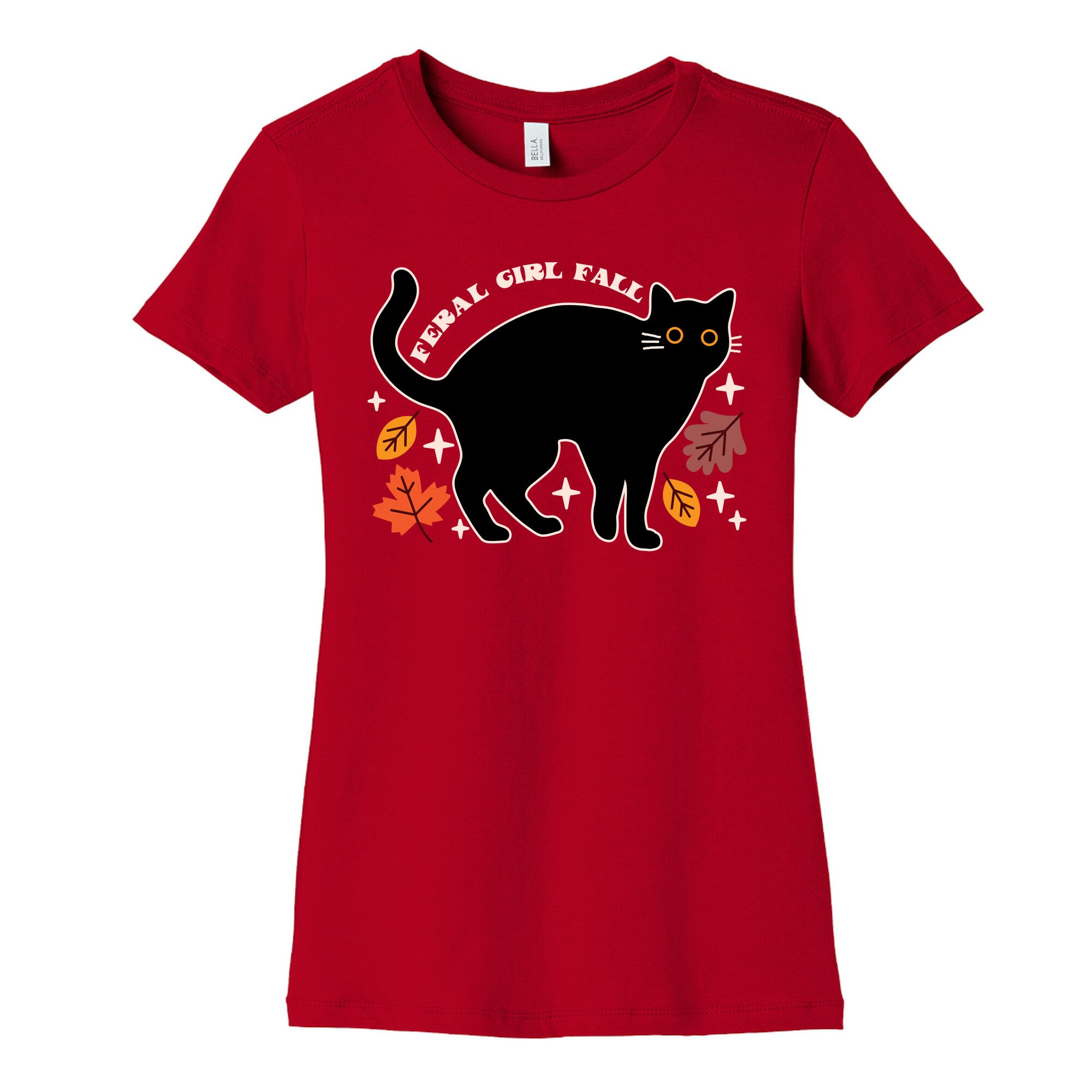 Feral Girl Fall Black Cat Women's Cotton Tee