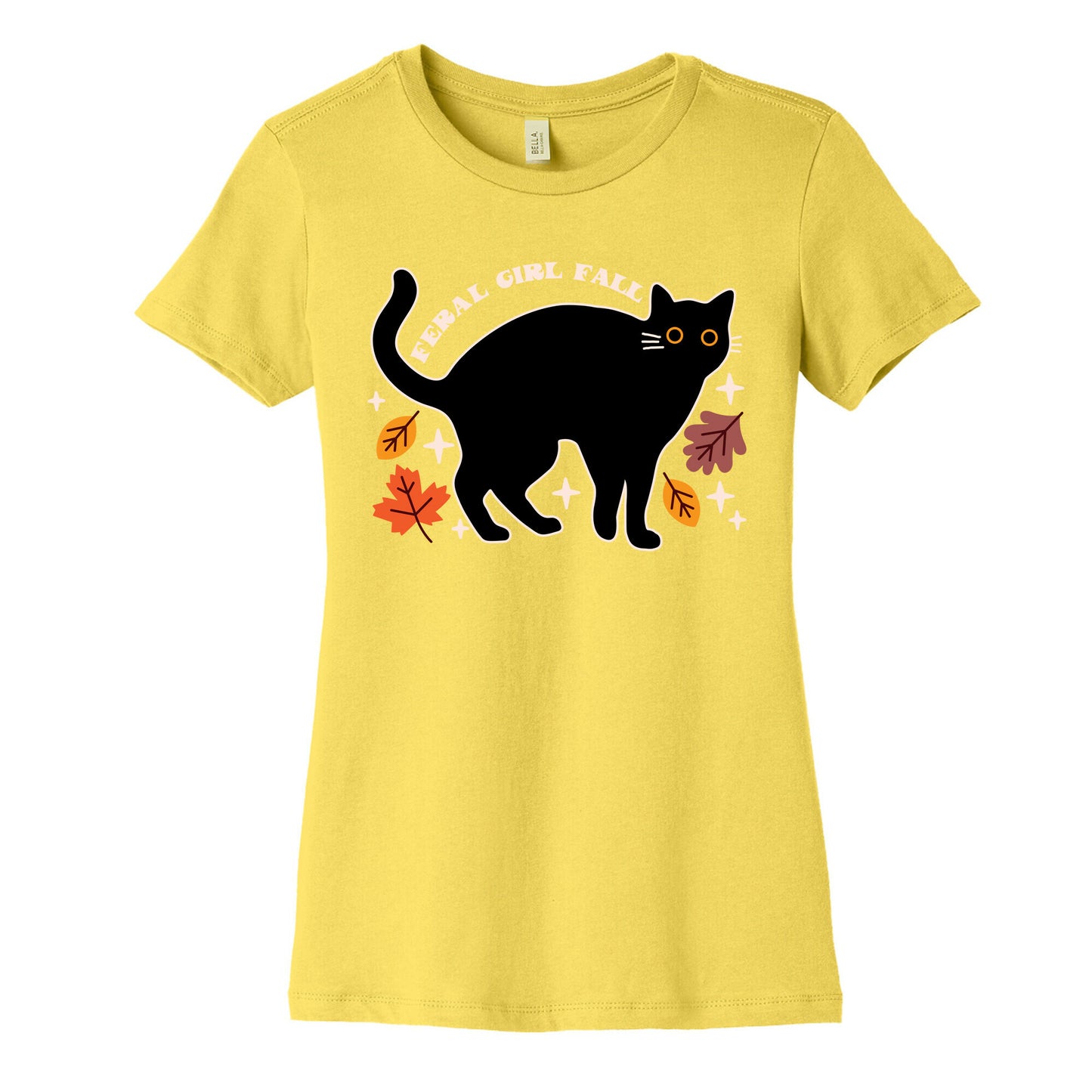 Feral Girl Fall Black Cat Women's Cotton Tee