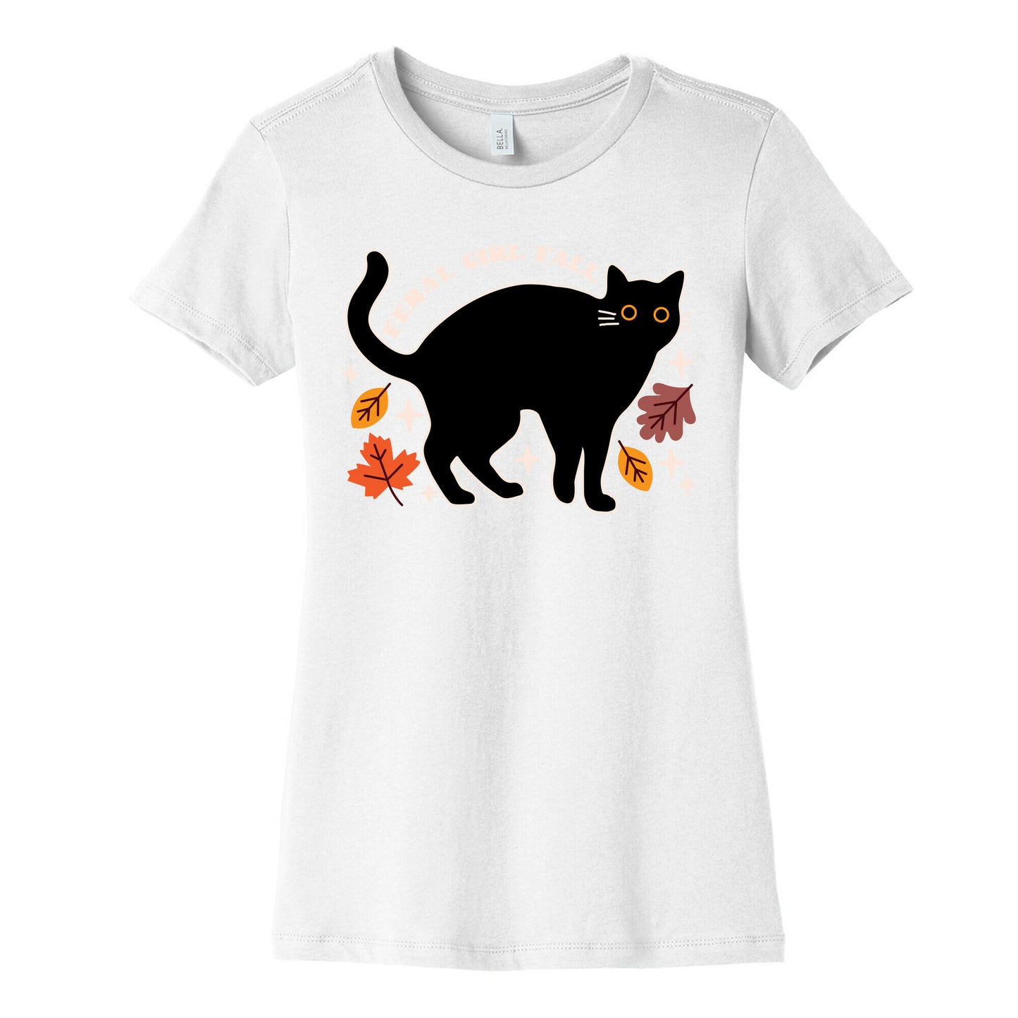 Feral Girl Fall Black Cat Women's Cotton Tee