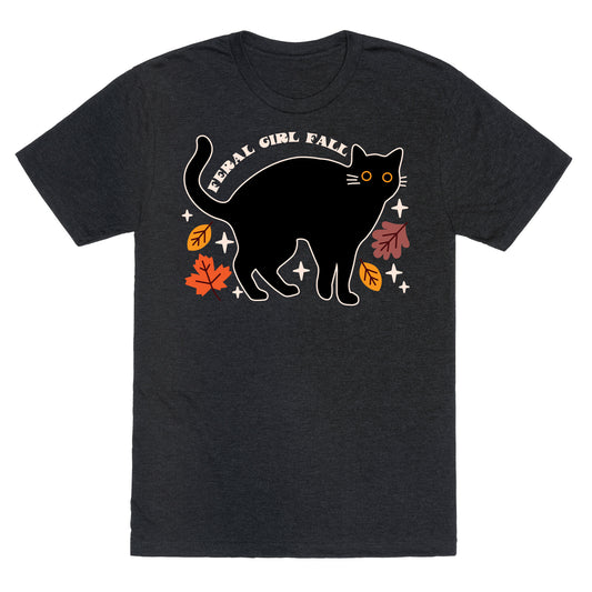 Feral Girl Fall Black Cat Unisex Triblend Tee