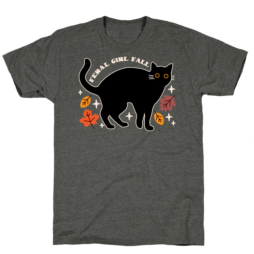 Feral Girl Fall Black Cat Unisex Triblend Tee