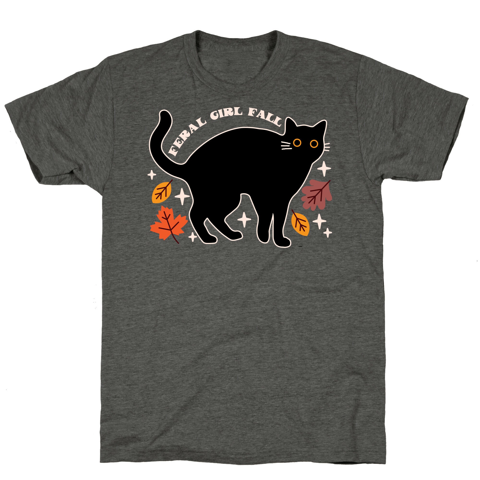 Feral Girl Fall Black Cat Unisex Triblend Tee