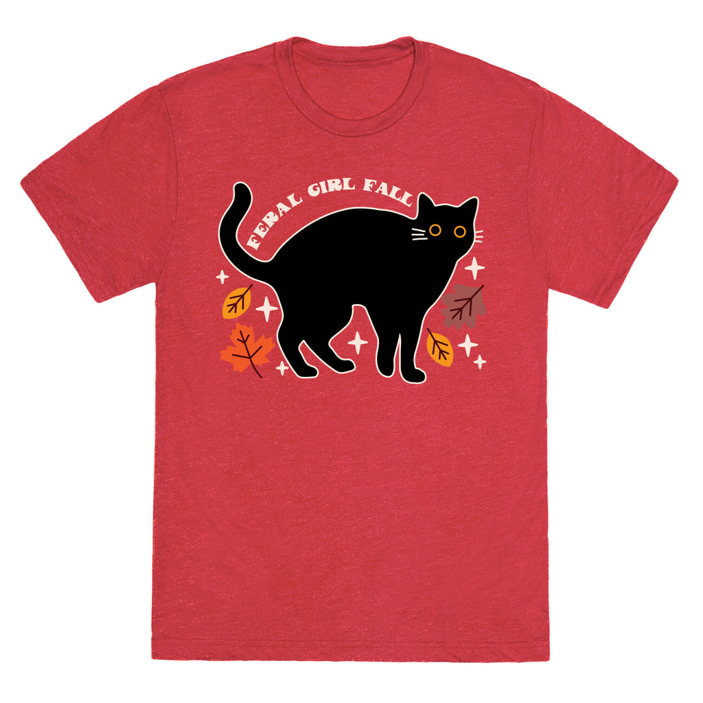 Feral Girl Fall Black Cat Unisex Triblend Tee