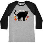 Feral Girl Fall Black Cat Baseball Tee