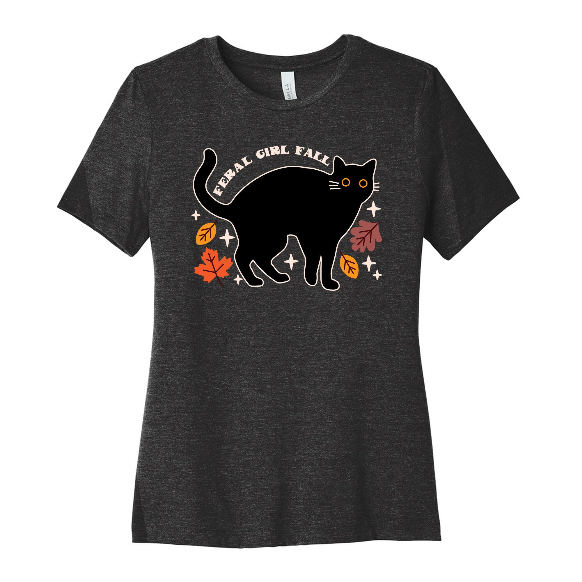 Feral Girl Fall Black Cat Women's Cotton Tee