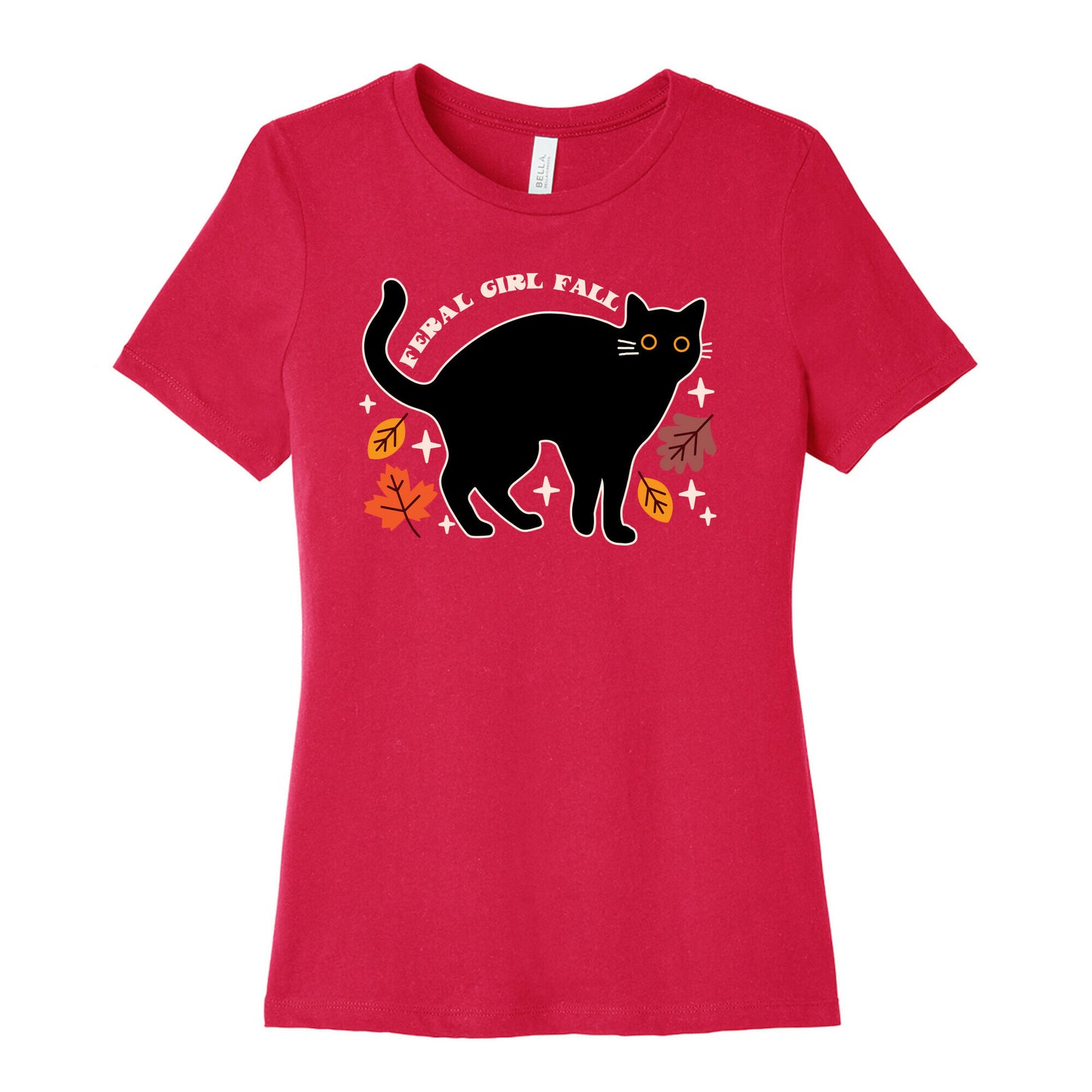 Feral Girl Fall Black Cat Women's Cotton Tee