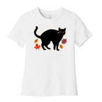 Feral Girl Fall Black Cat Women's Cotton Tee