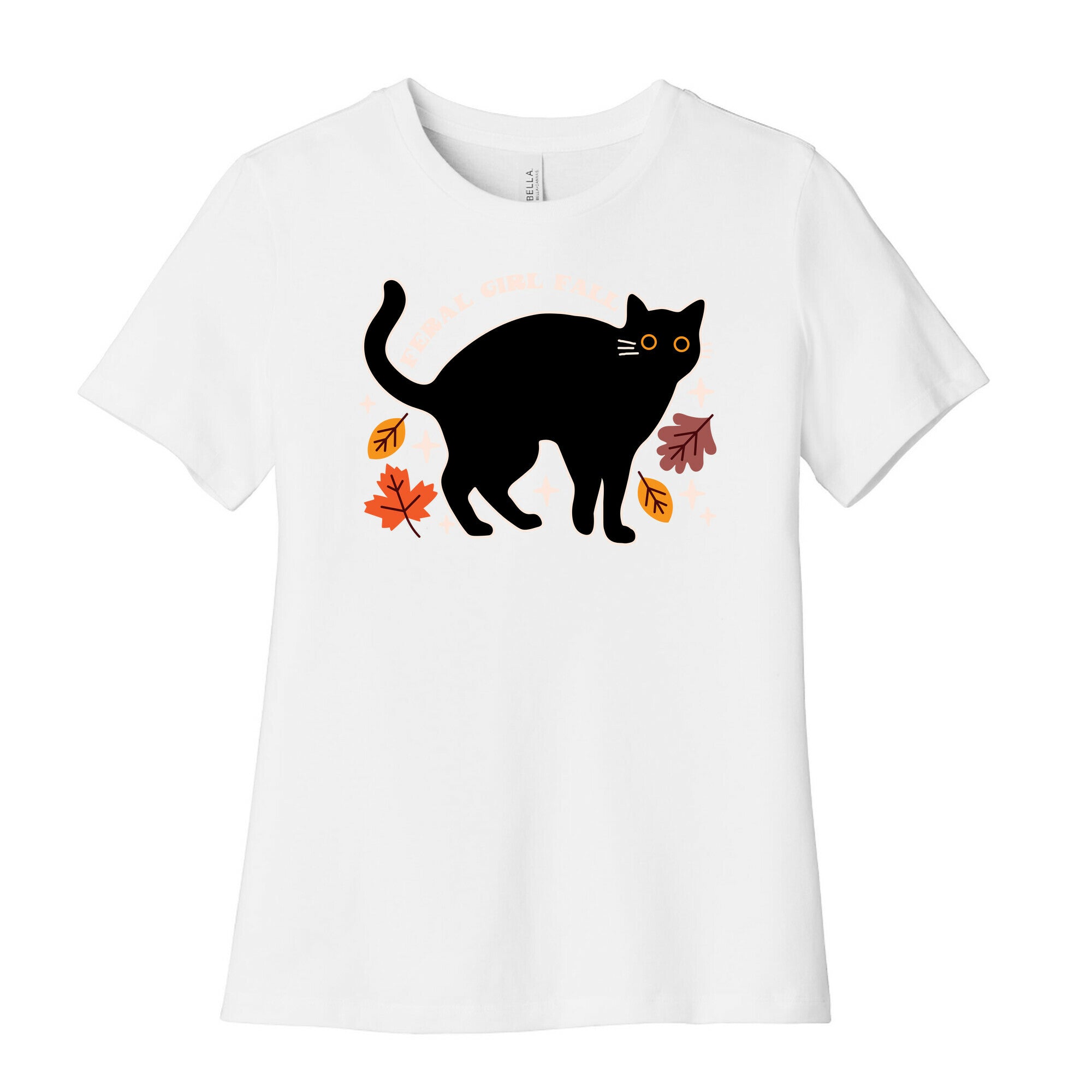 Feral Girl Fall Black Cat Women's Cotton Tee