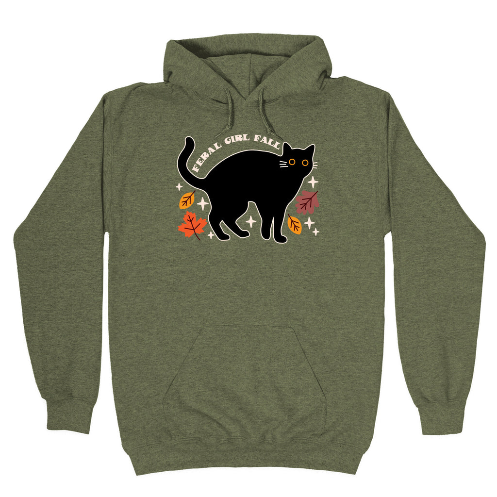 Feral Girl Fall Black Cat Hoodie