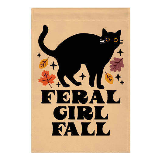Feral Girl Fall Black Cat Garden Flag
