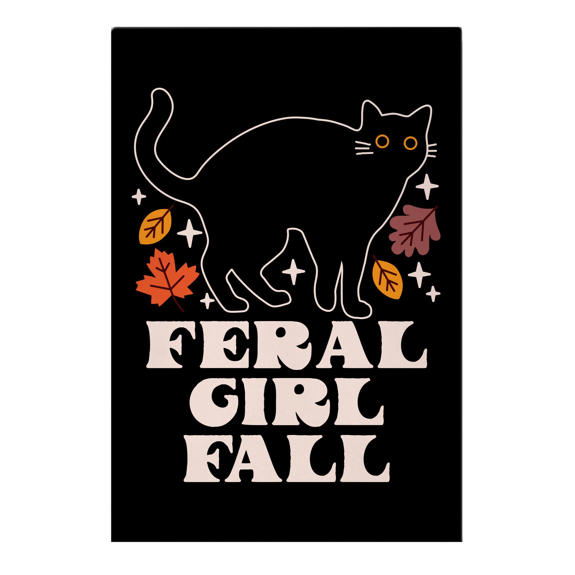 Feral Girl Fall Black Cat Garden Flag