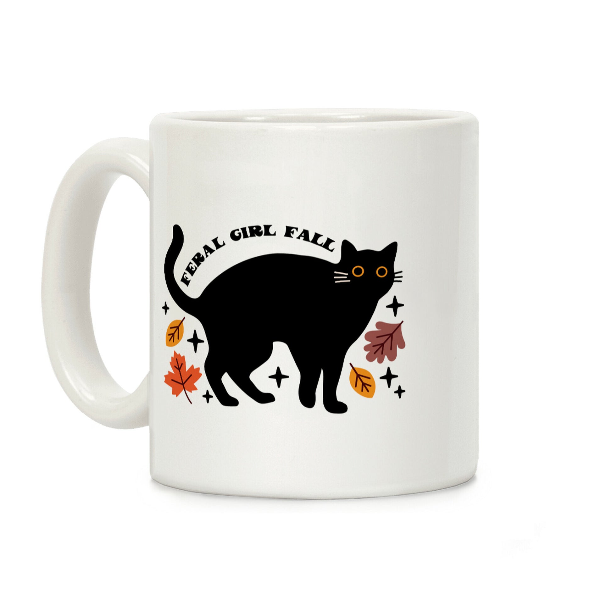 Feral Girl Fall Black Cat Coffee Mug