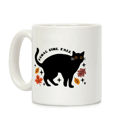 Feral Girl Fall Black Cat Coffee Mug