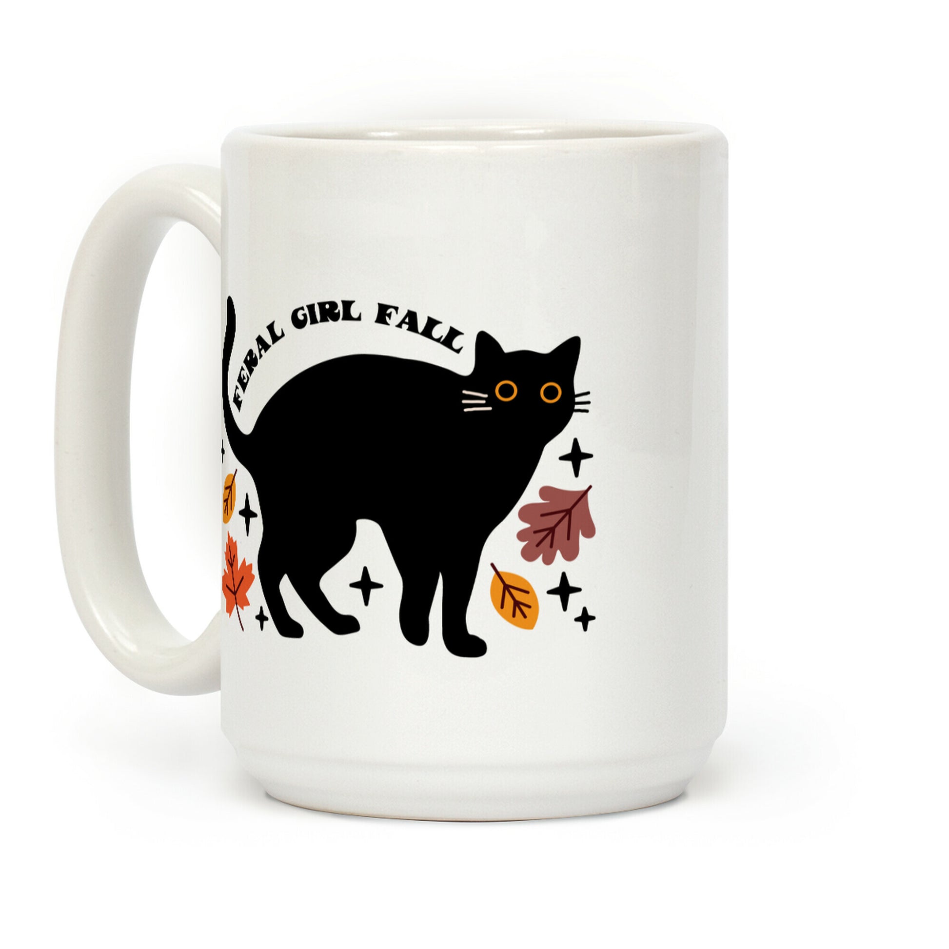 Feral Girl Fall Black Cat Coffee Mug