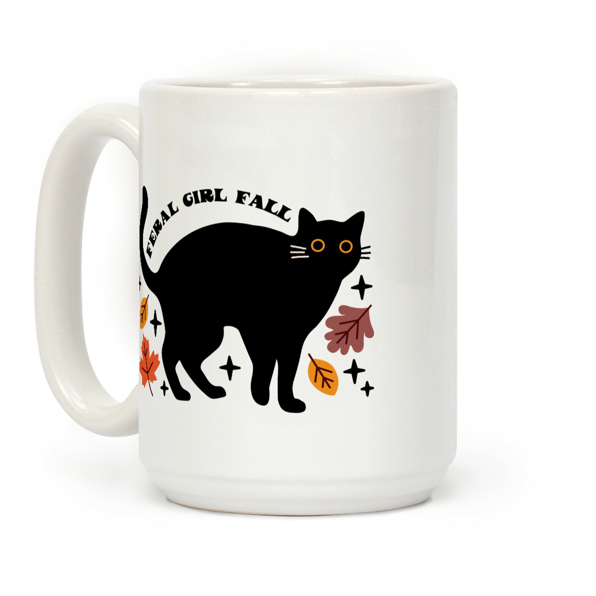 Feral Girl Fall Black Cat Coffee Mug