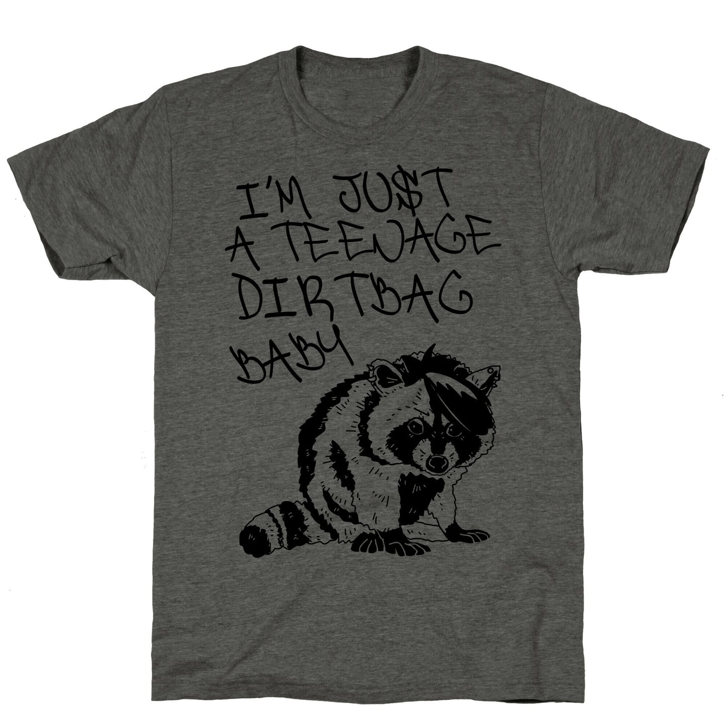 I'm Just a Teenage Dirtbag Baby Emo Raccoon Unisex Triblend Tee