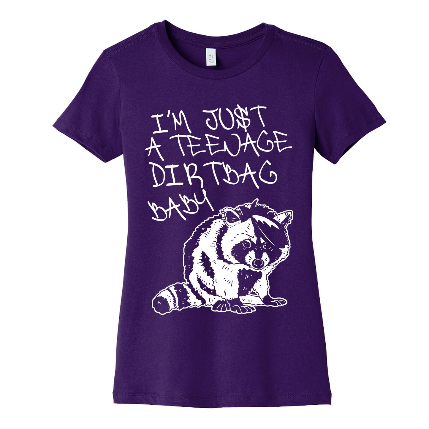 I'm Just a Teenage Dirtbag Baby Emo Raccoon Women's Cotton Tee