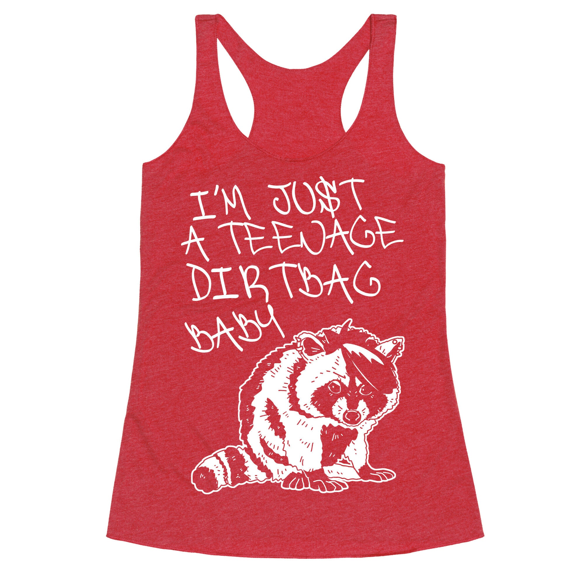 I'm Just a Teenage Dirtbag Baby Emo Raccoon Racerback Tank