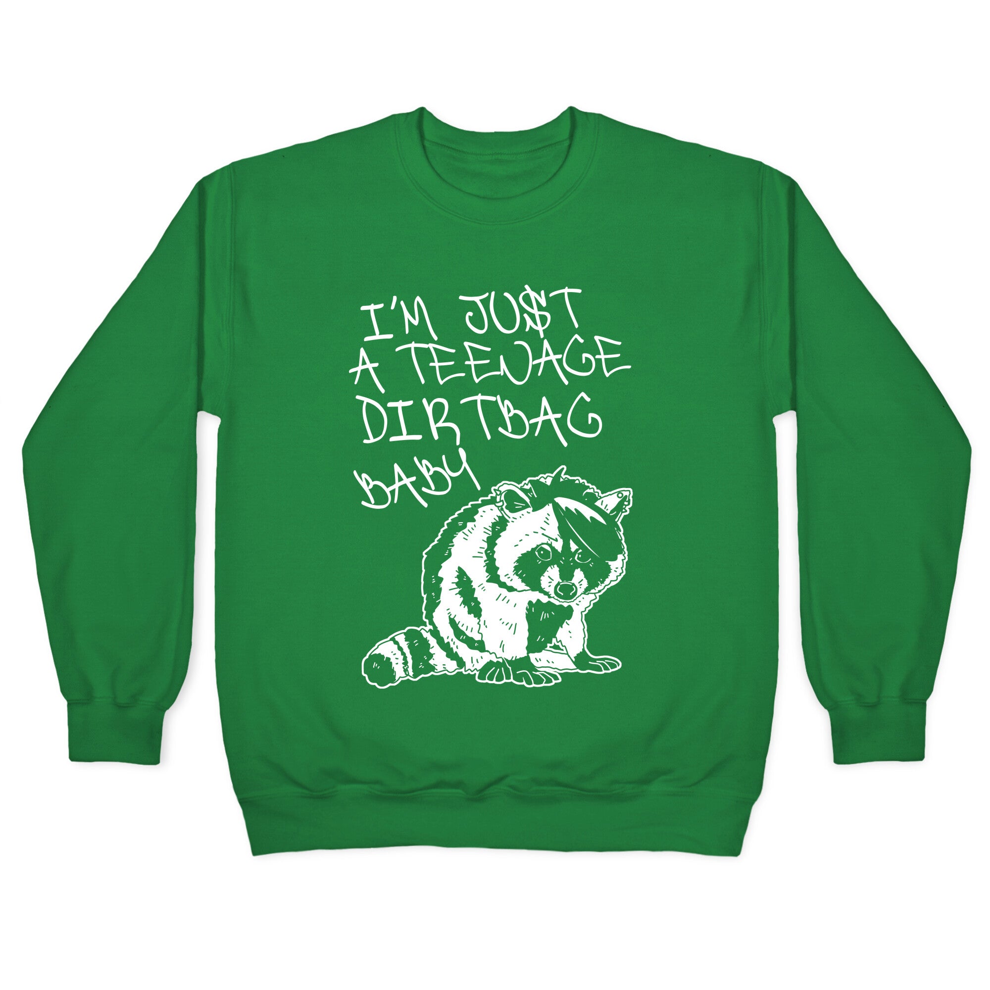 I'm Just a Teenage Dirtbag Baby Emo Raccoon Crewneck Sweatshirt