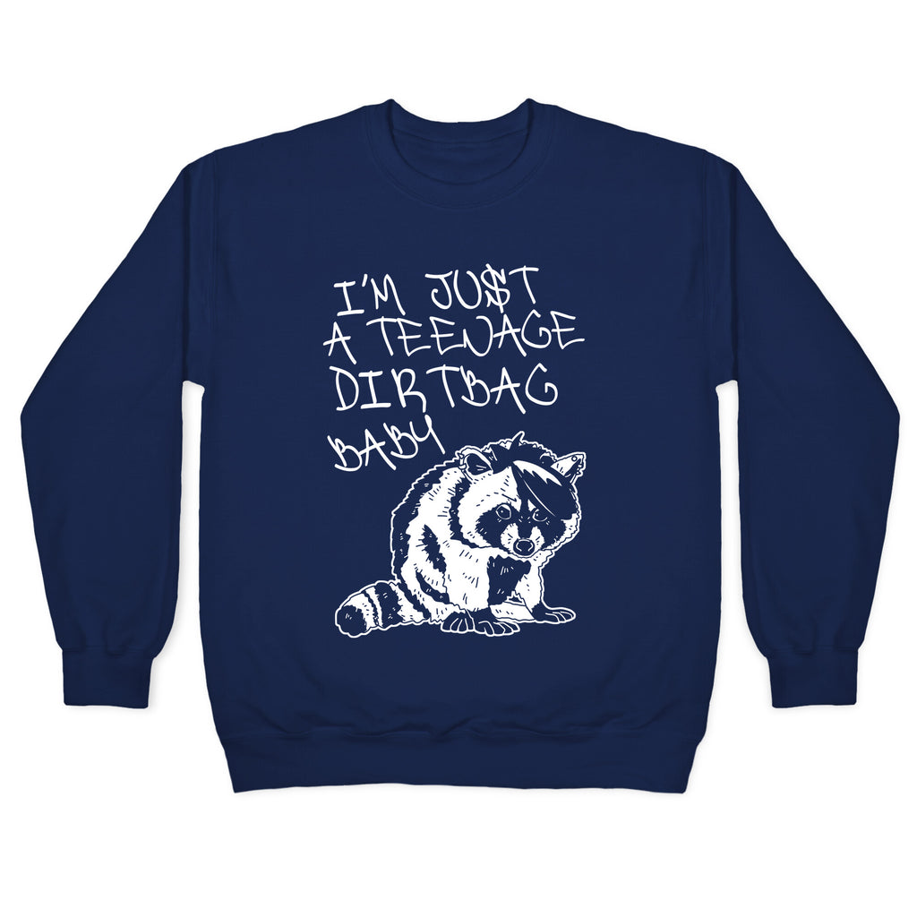 I'm Just a Teenage Dirtbag Baby Emo Raccoon Crewneck Sweatshirt
