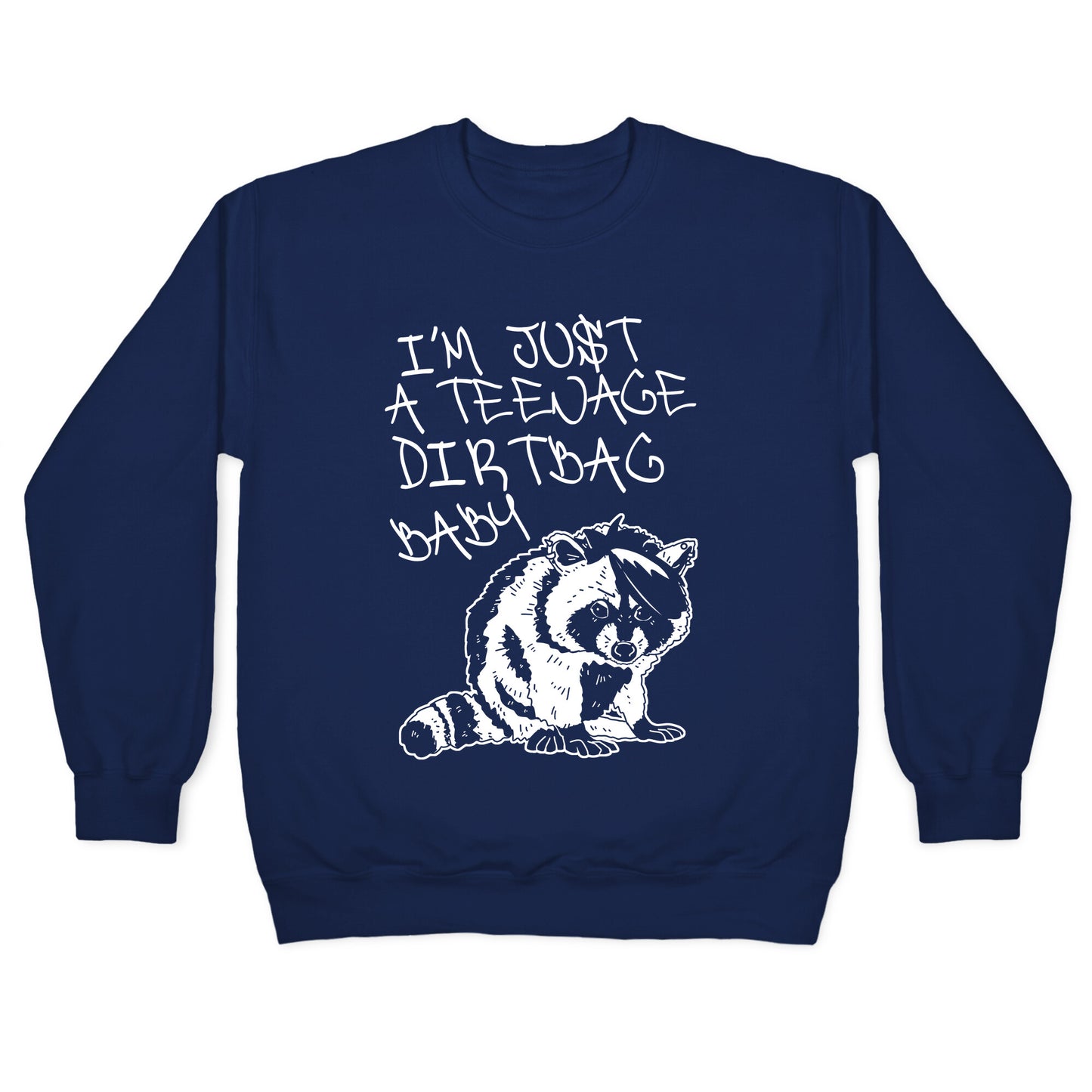 I'm Just a Teenage Dirtbag Baby Emo Raccoon Crewneck Sweatshirt