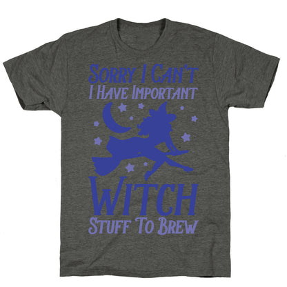 Sorry I Can't I Have Important Witch Stuff To Brew Unisex Triblend Tee