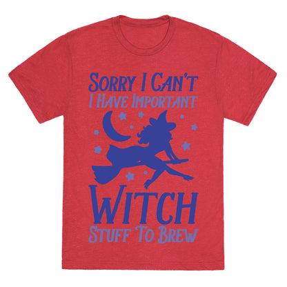 Sorry I Can't I Have Important Witch Stuff To Brew Unisex Triblend Tee