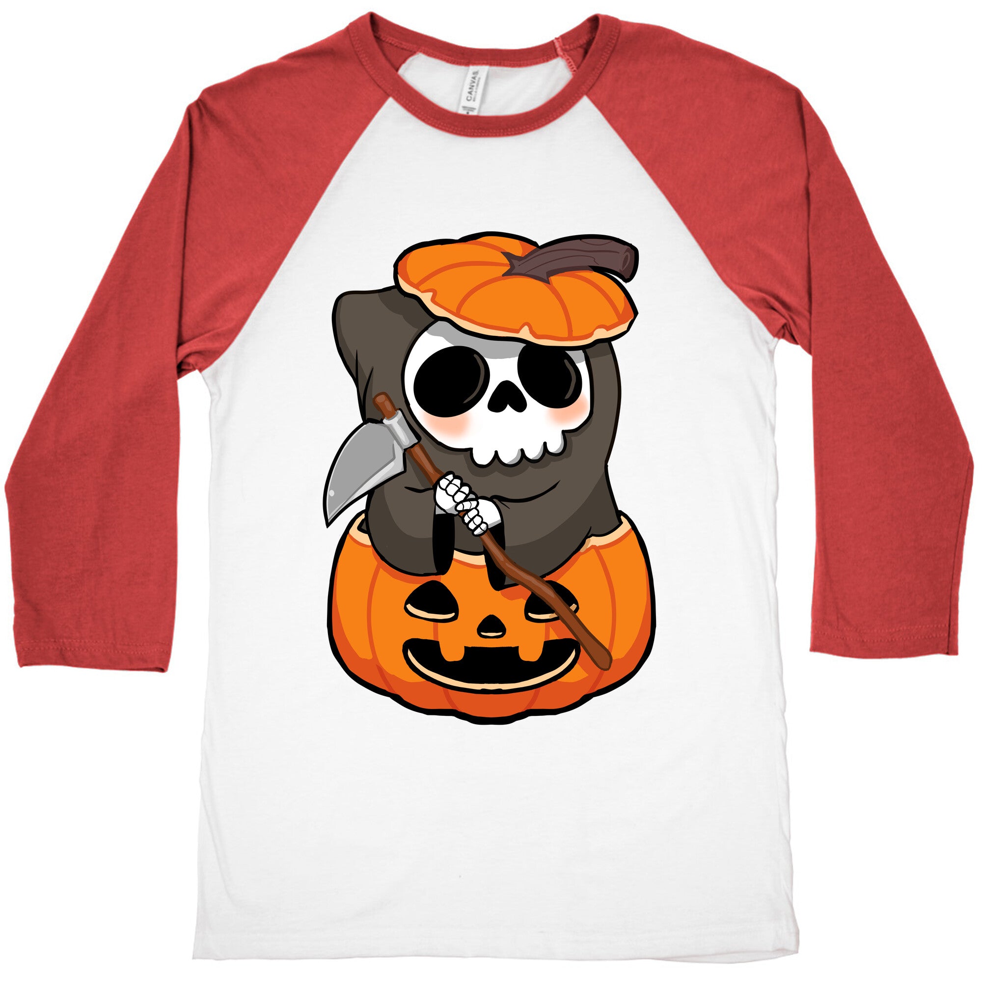 Cute Halloween Grim Reaper Baseball Tee