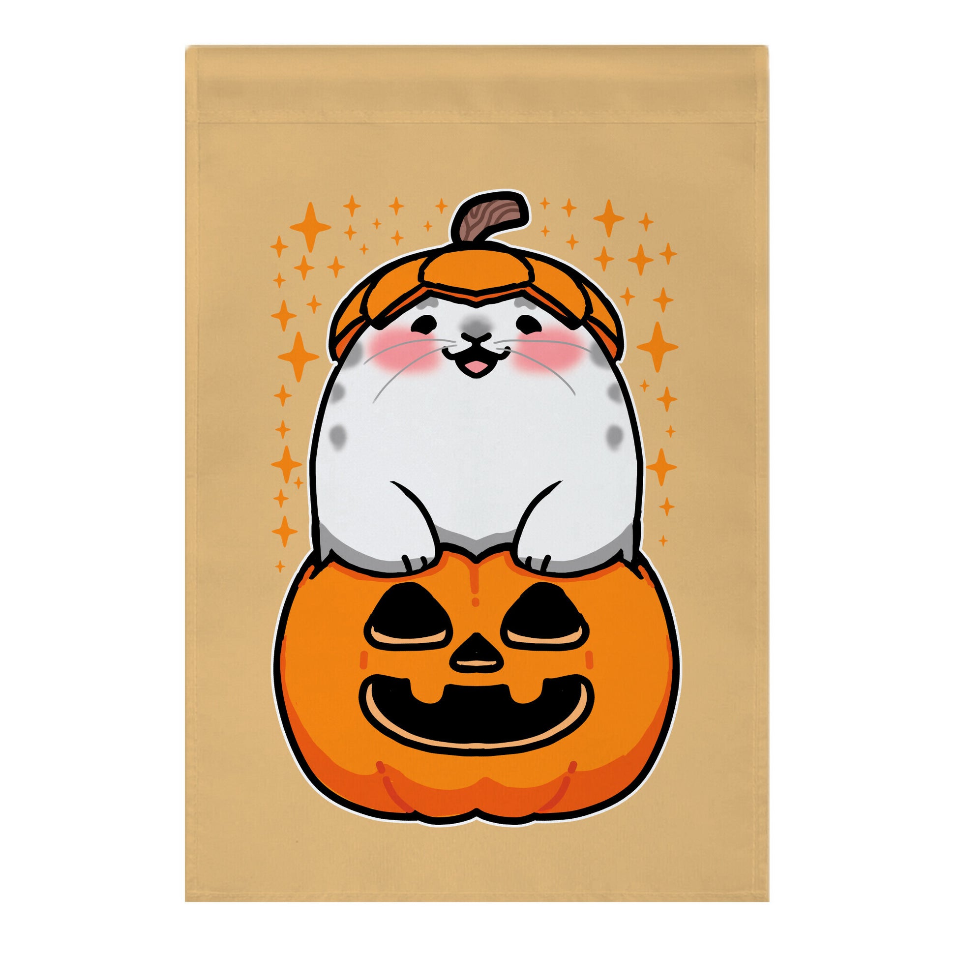 Cute Halloween Seal Garden Flag