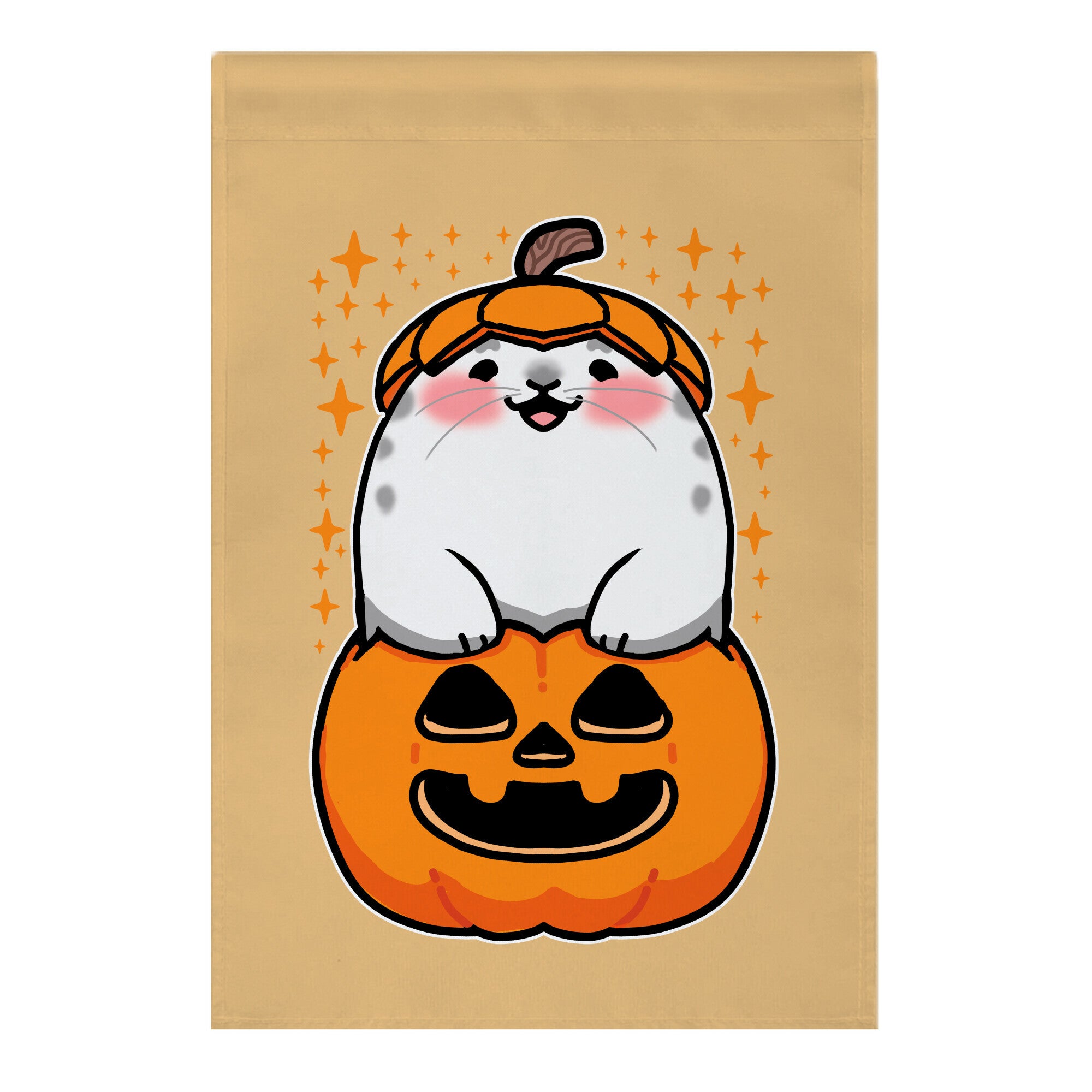 Cute Halloween Seal Garden Flag