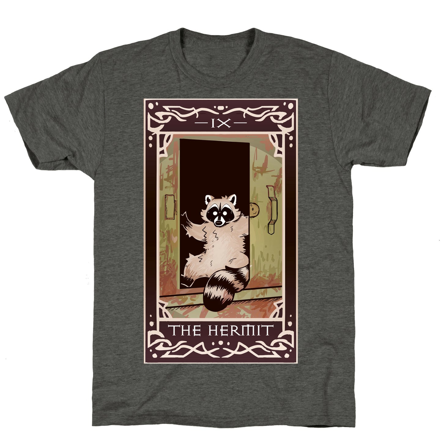 The Hermit Raccoon Tarot Card Unisex Triblend Tee