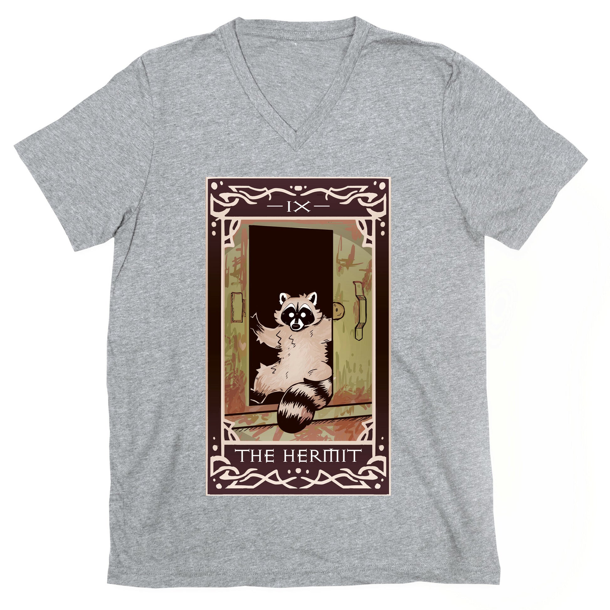 The Hermit Raccoon Tarot Card V-Neck